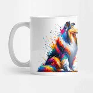 Collie Captured in Dynamic Colorful Splash Art Mug